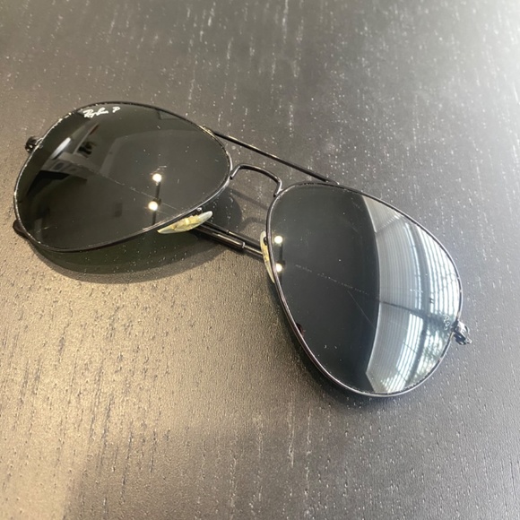 Black Polarized Aviator Ray-Ban Sunglasses main image 11